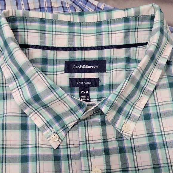 Croft & Barrow Men's Checkered Button-Down Shirts - Blue and Green - Picture 3 of 3